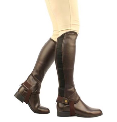 Saxon Equileather Brown Half Chaps - Small Tall - PORTOFREI / UVP 37£