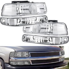 Clear Chrome Headlights Fit For 99-02 Chevy Silverado 2000-2006 Tahoe Suburban Clear Chrome Headlights Fit For 99-02 Chevy Silverado 2000-2006 Tahoe Suburban