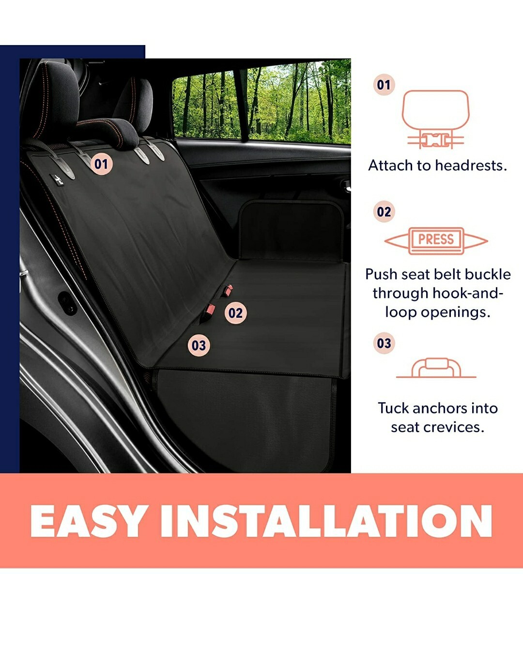 Uemuo Cartoon Frogs Printed Car Back Seat Protector,2 Pcs Backseat Car Organizer, Kick Mats Back Seat Protector Back Seat Organizer For Kids