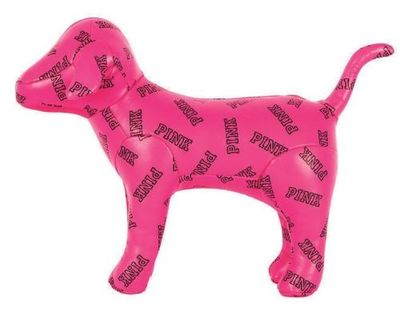 Victorias Secret Limited Ed NEON Pink Pleather Giant Mini Dog FAUX