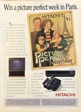 1992 Hitachi Television PRINT AD Win Picture Perfect Week Paris France VTG 1990s