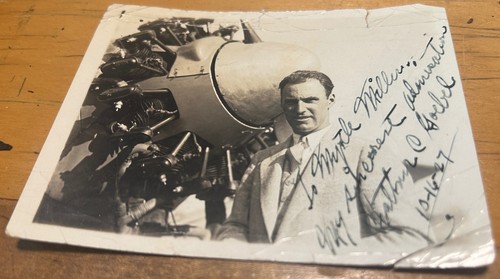 PIONEER AVIATOR ARTHUR C GOEBEL 1927 PHOTO SIGNED TO MYRTLE MILLER + MORE - Picture 2 of 6