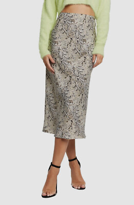 $150 Bardot Womens White Black Animal Print Pencil High Waist Midi Skirt  Size XS