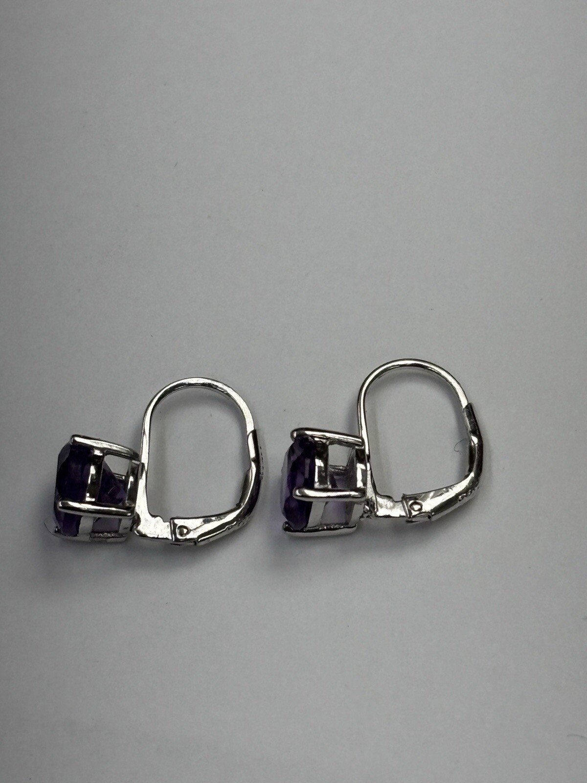 Sterling Silver Round Amethyst Dangle Earrings 3c… - image 7