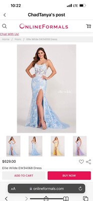 Ellie Wilde Prom Dress light blue with white flowers, Size 4. | eBay