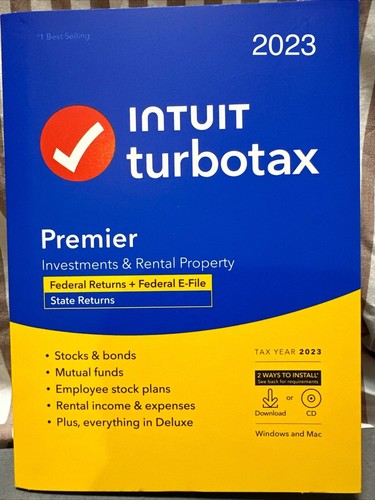 NEW TurboTax Premier 2023 Federal + E-file + State For PC/Mac CD or Download USA