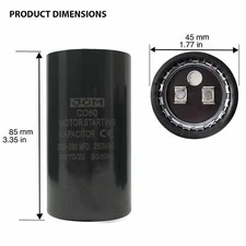 233-280 uF MFD 250V VAC Motor Start Capacitor Round 45x85mm CD60 AC Starting
