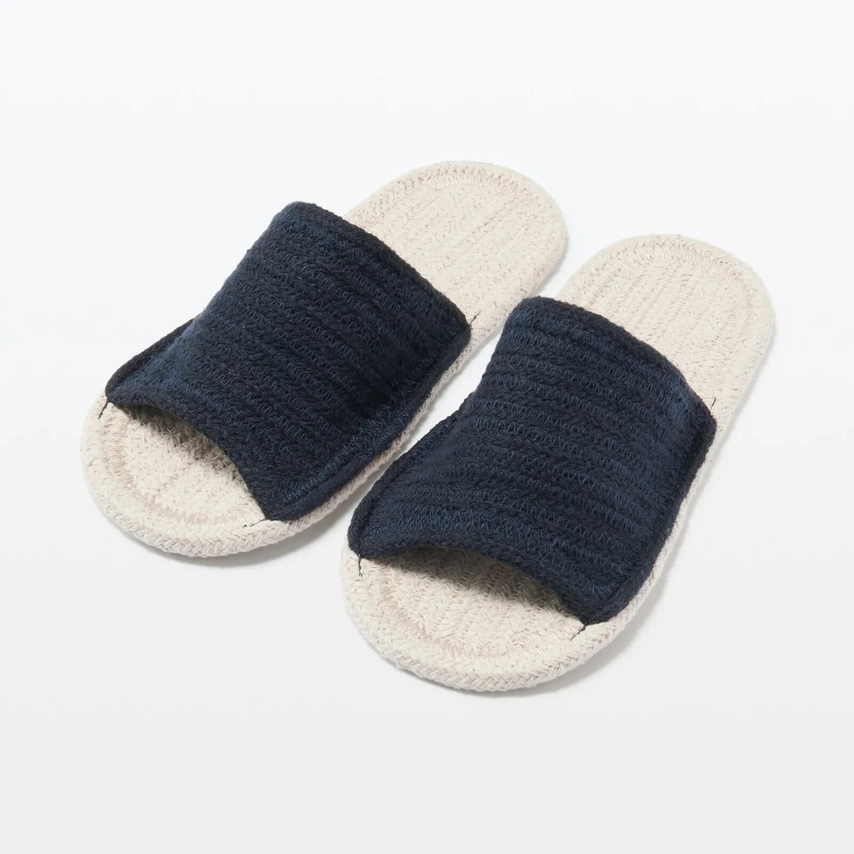 MUJI Cotton Room Open Toes Sandals Slippers sizes M/L/XL : Navy