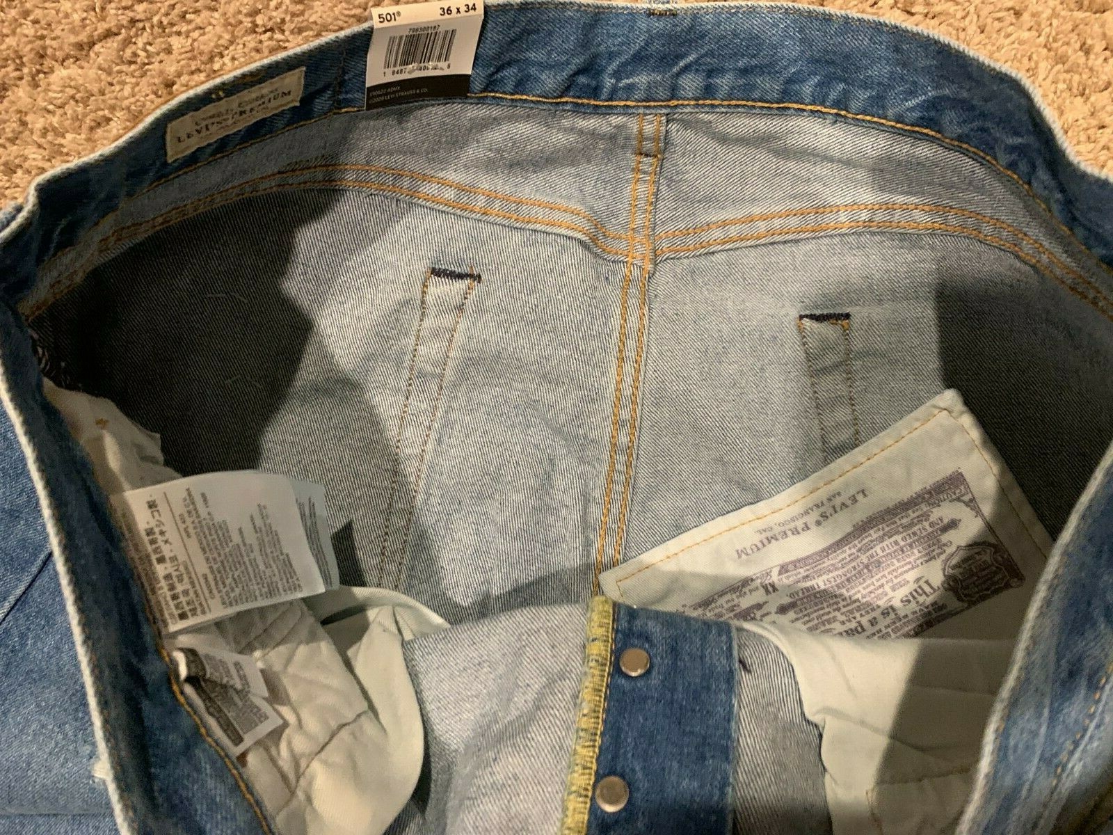 Levi's Premium 501 '93 Straight Jeans WStretch Distressed 36X34 RT$108 0187 C16 thumbnail 4