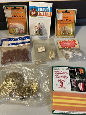 Vintage Fibre Craft Miniature Deer Ducks Cats Rabbits Marbles Ornaments Lot