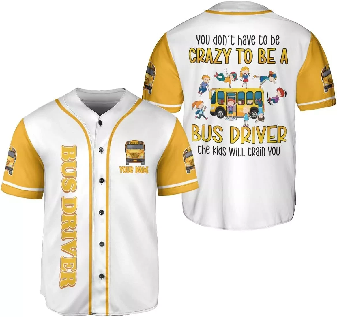 Personalized School Bus Driver Baseball Jersey Yellow Bus Driver Pride Bus Drive