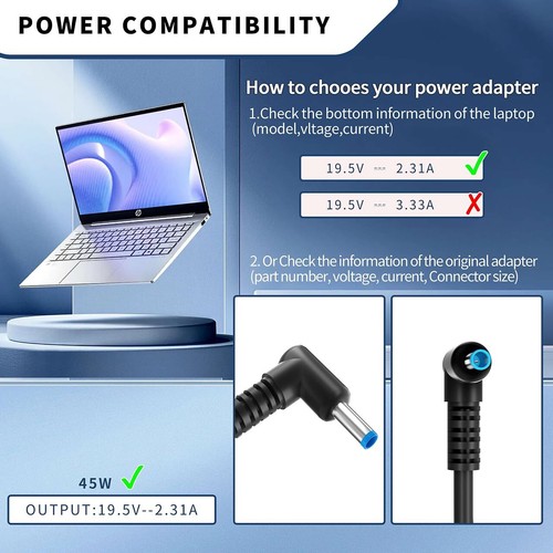 Chargeur HP Ordinateur Portable 45W 19.5V 2.31A pour Stream 11 13 14 15 Noteb... - Photo 2/8