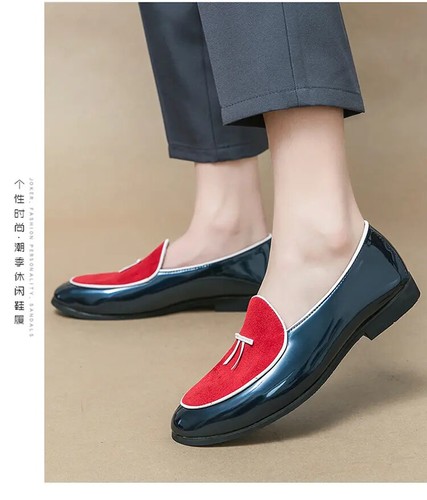Men Bowknot Slip on Loafer Colorblock Fashion Flats Shoes Casual Dress Plus Size - Picture 10 of 17