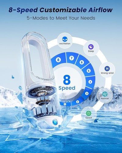 Tower Fans for Bedroom - Bladeless Tower Pedestal Fan with Remote, 90° Oscillati - Picture 3 of 6