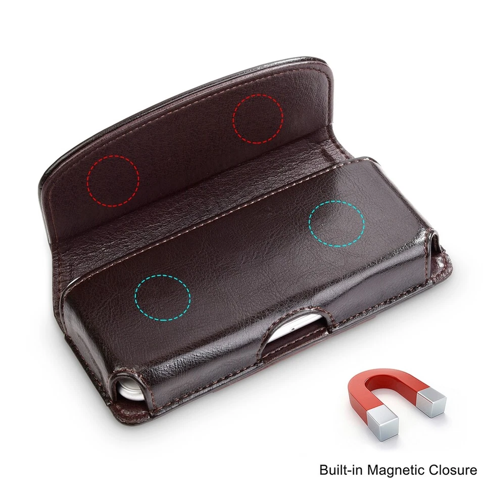 Genuine Leather Cellphone Belt Pouch Case Cover For iPhone 12 Pro Max Samsung - image 4 of 4