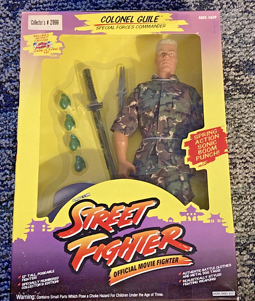 1993 Hasbro Capcom Street Fighter Movie COLONEL GUILE 12” Figure Box GI Joe