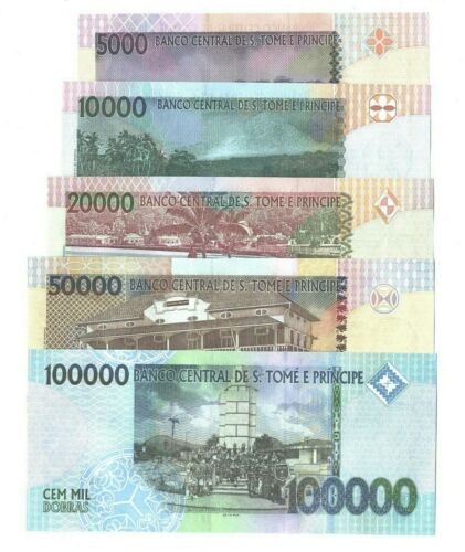 Sao Tome&Principe(Saint Thomas&Prince) set of 5 notes year 2013 last 3 dig. matc - Picture 2 of 3