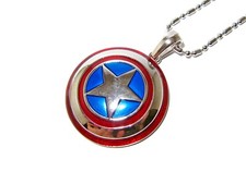 CAPTAIN AMERICA SHIELD PENDANT NECKLACE ENAMEL SILVER-PLATED GREAT QUALITY