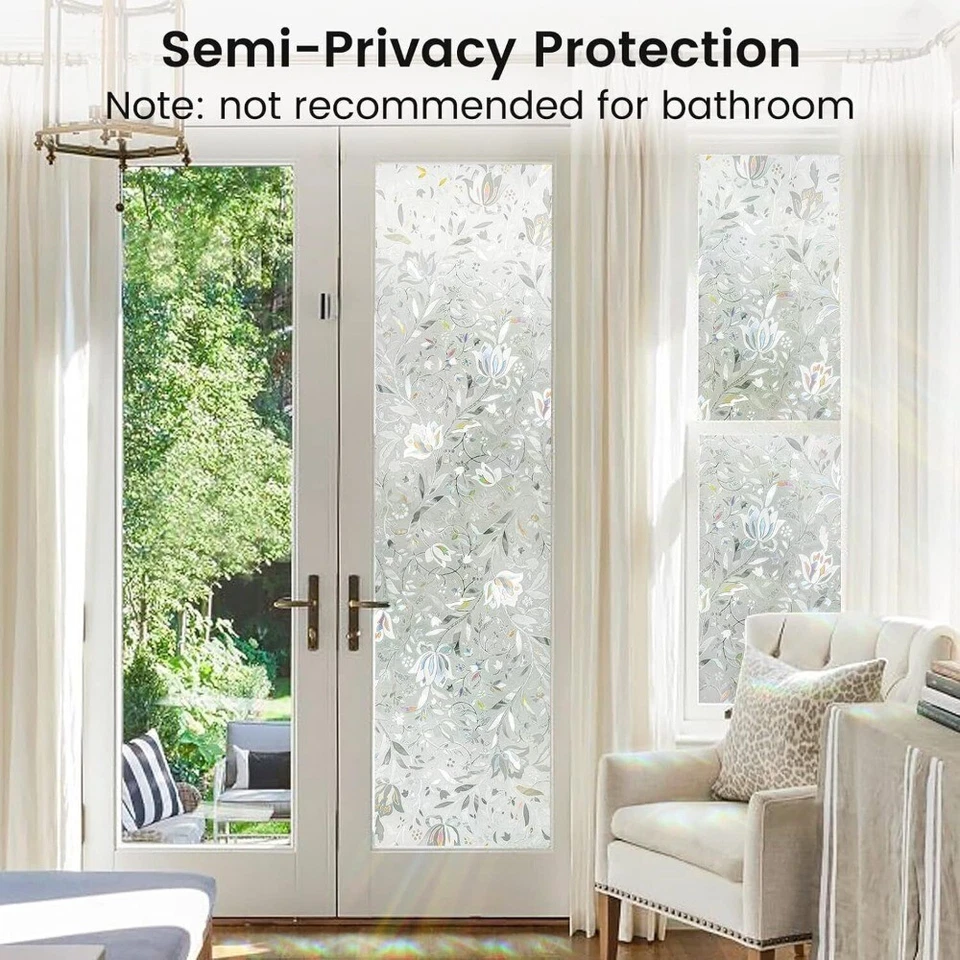 Película para ventana esmerilada Rabbitgoo privacidad estática adhesiva película para vidrieras decoración Foto 4 de 4