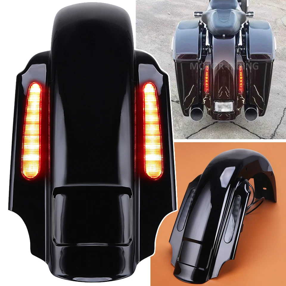 CVO 4" Extended Rear Fender w/ LED & Wire Harness For 1993-2008 Harley Touring - Image 2 of 4