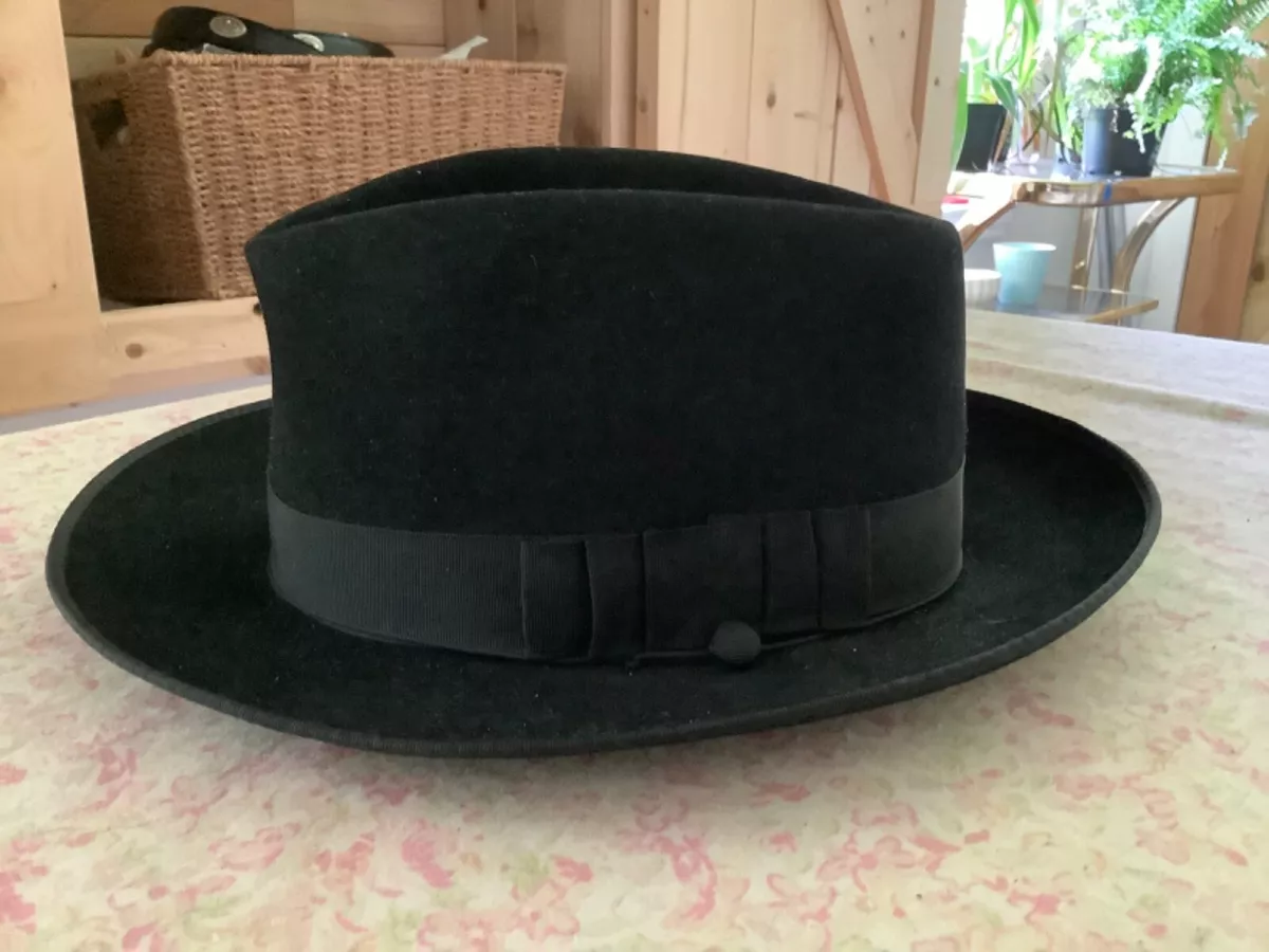 Vintage Wormser Supreme Quality Fedora Hat Mens 6 5 8 black felt