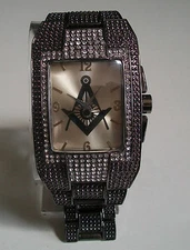 MEN'S STONES  BLACK HEMATITE  FINISH MASON FASHION DRESSY WATCH