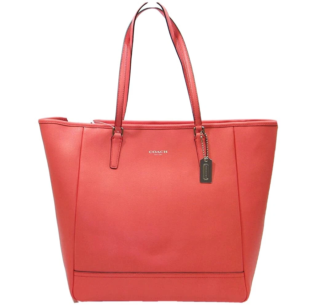 Coach 23821 Saffiano Leather Medium North South Tote, Coral