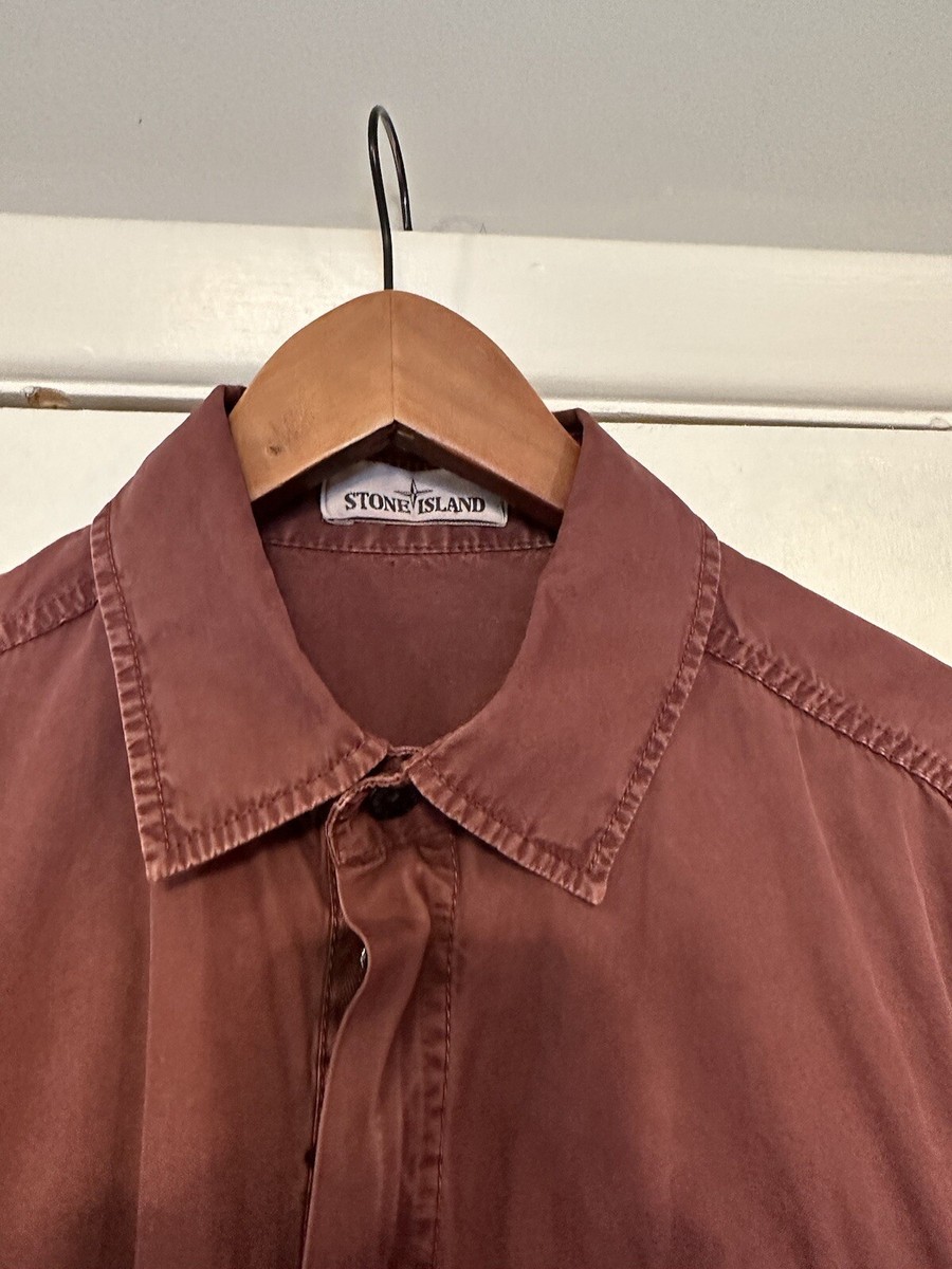 Stone Island Cotton Overshirt Medium M Wine Red Burgundy Badge  