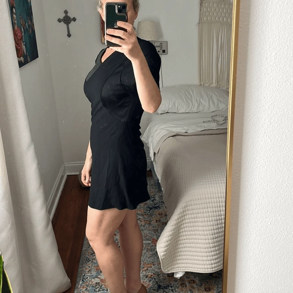 Vestido Balenciaga Triacetato Mujer Talla 38 US 2 Negro Cuello en V Foto 4 de 4