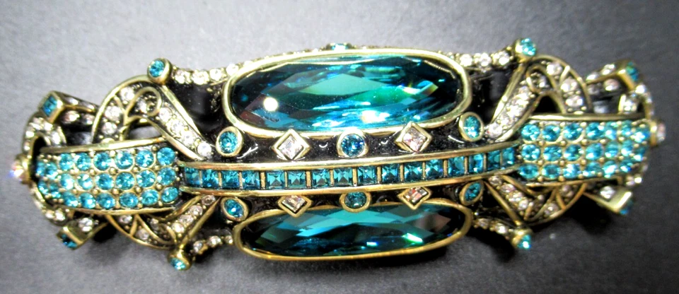 Hermoso broche prendedor enorme de cristal azul HEIDI DAUS Foto 3 de 4