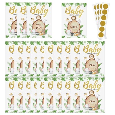 24Pcs Engaging Baby Shower Lottery Scratch Cards Activities Supplies