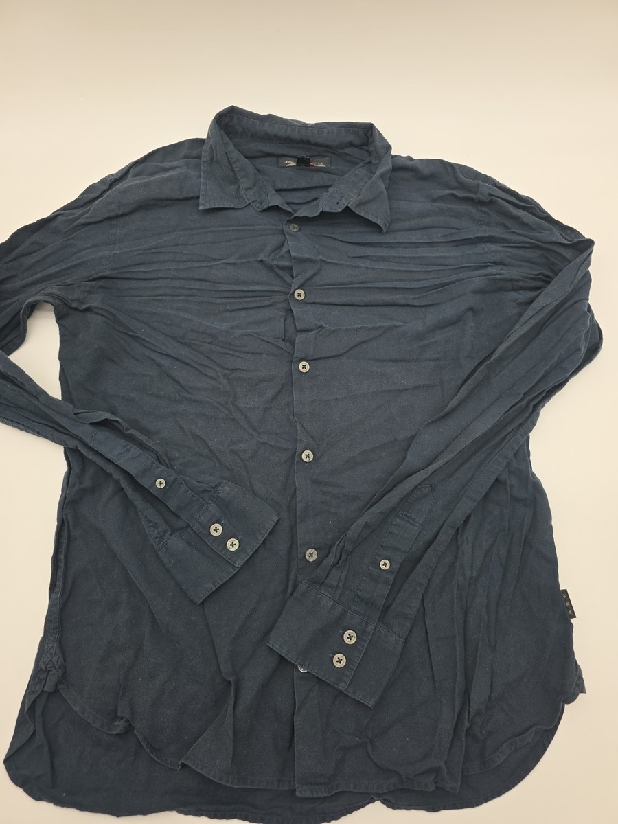 うさ John Varvatos USA Button Up Men Medium Longsleeve Blue Cotton