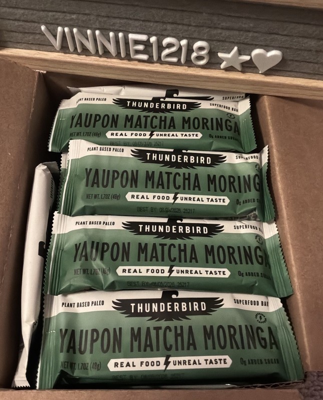 36 Thunderbird Vegan SuperFood Bars Protein Plant Based Yaupon Matcha Moringa