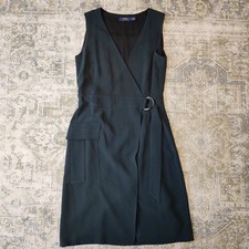 Polo Ralph Lauren Stretch Cady Wrap Dress Size 10 Deep Green Cargo Utility