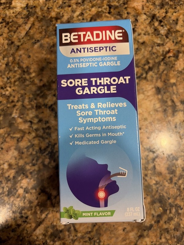 Antiseptic Medicated Gargle, Povidone-Iodine 0.5%, Treat and Relieve Sore Thr...