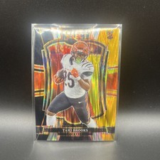 2025 Panini Select #158 Tahj Brooks Black and Orange Prizm Shock