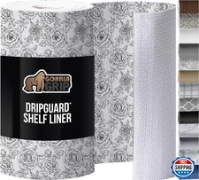 Gorilla Grip 12"x240" Shelf Liner Floral Gray Non-Slip Non-Adhesive BPA-Free