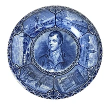 Antique S H & S England Sampson Hancock & Sons Robert Burns Flow Blue Wall Plate