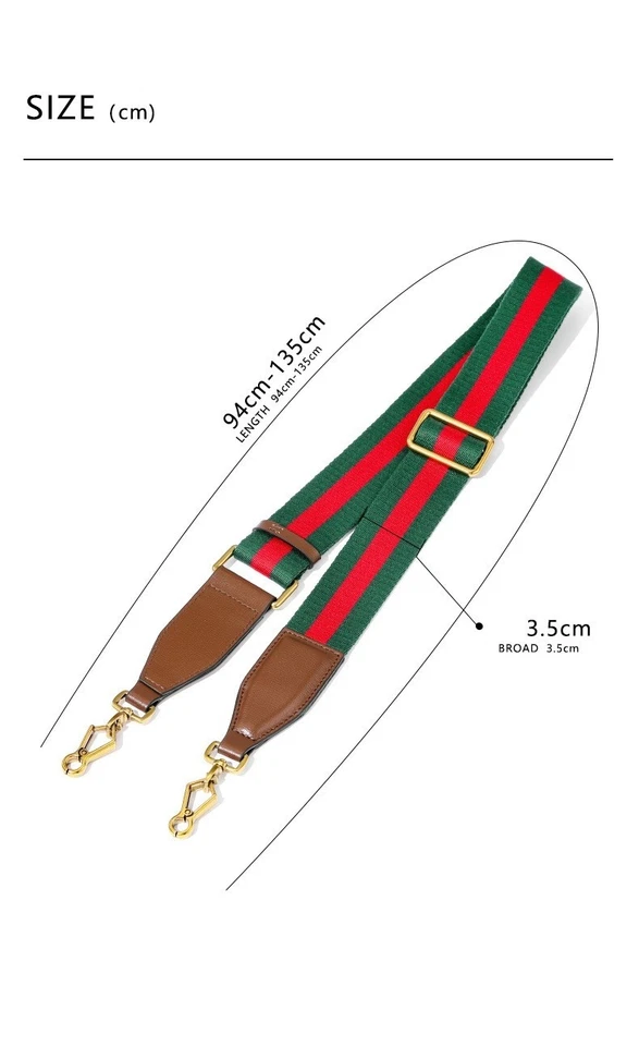 Purse Strap No Brand For Gucci 1955 GG Horsebit Red Green Replacement Strap - Image 2 of 4
