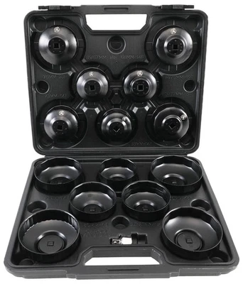 CLOCHES CLES (14) DE FILTRE A HUILE EN COFFRET, POUR AUTO, MOTO - Photo 1/2