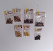 Vintage Lot Wooden Macrame Beads Jewelry Handy Craft-Pak Yellow Mixed 42 PC NOS