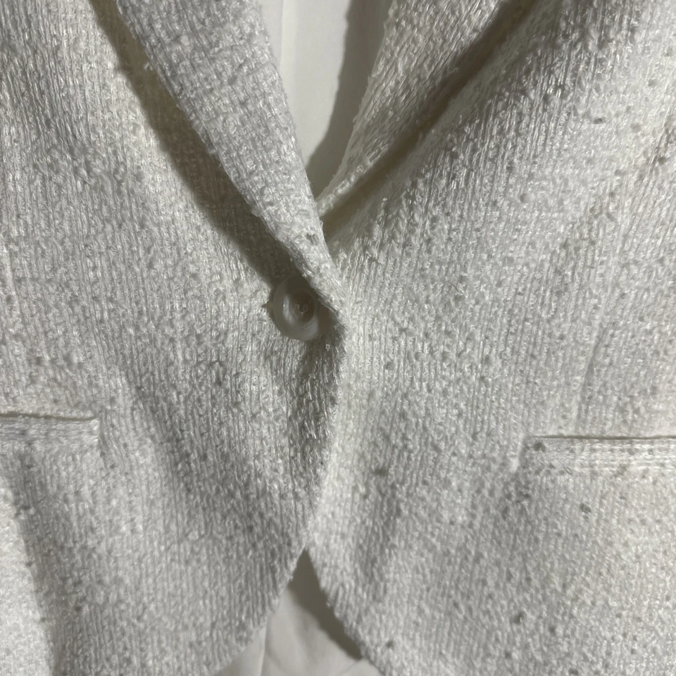 Blazer recortado de tweed para mujer Amanda + Chelsea, blanco, talla S nuevo con etiquetas Foto 4 de 4