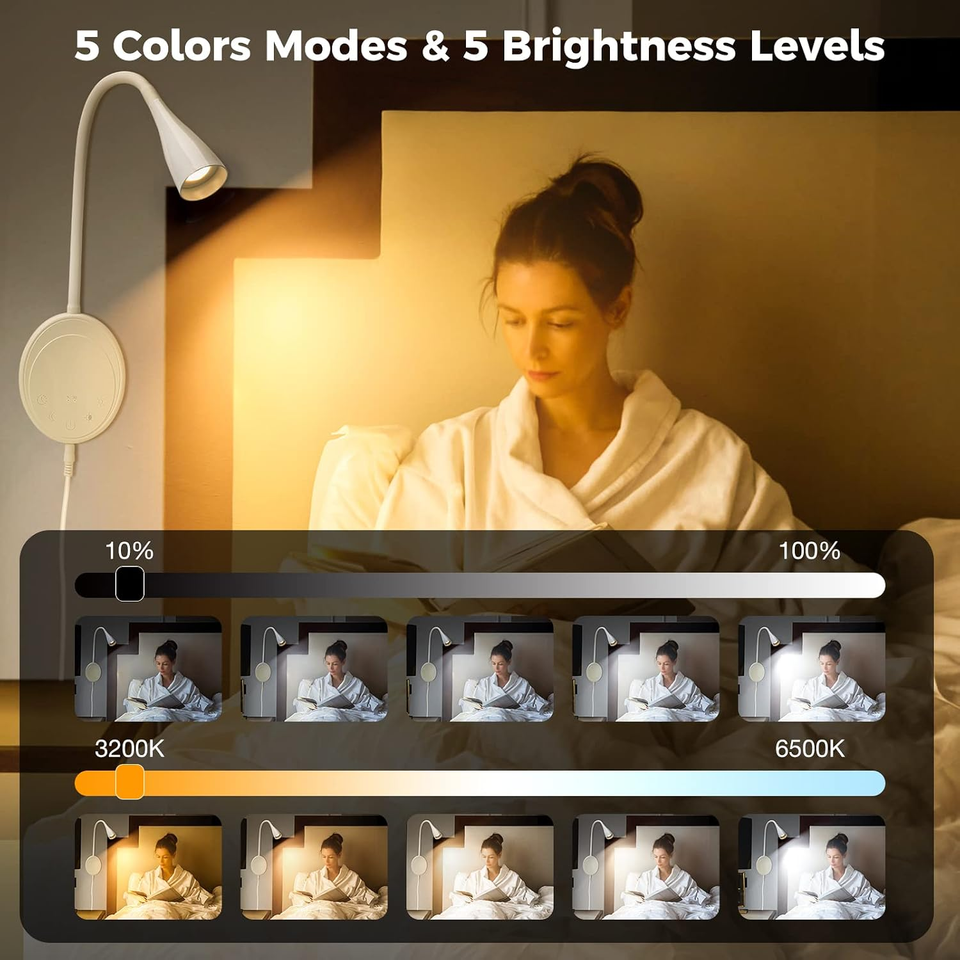 Reading Book Led SANKEDOU LED Wall Mounted Reading Light, Book Light for Reading in Bed ...