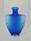 HTF Vintage Blenko Glass 9109 Cog Ribbed Edge Vase In Azure 11” Hank Adam’s