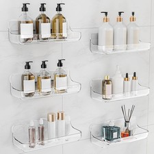 Adhesive Shower Caddy, 6 Pack Acrylic Bathroom Shelves, No Drill Wall Mount Org