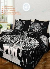 Jaipuri Elephant Tree Print Pure Cotton Double Bed Sheet With Two Pillow Covers