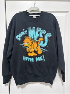 Sweatshirt Vintage Garfield 1978 - Film Imprimé - Taille L - Coupe Oversized