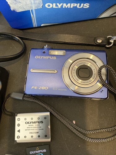 Olympus Digital Cameras FE-280 8.0MP Blue Complete With Box Plus Extras 2 - Picture 4 of 13