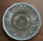 Vtg Anchor Hocking Hobnail Moonstone Opalescent Round Plate Ruffled Edge 10 3/4”