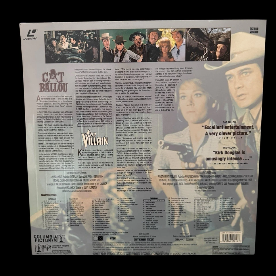 CAT BALLOU and THE VILLAIN 2-Laserdisc LD Set Rare JANE FONDA Lee Marvin Douglas - Image 2 of 4